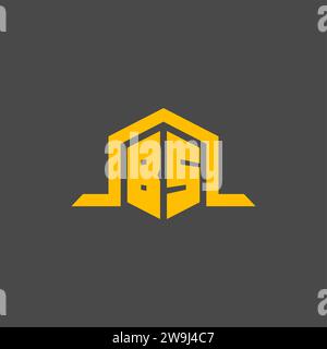 BS monogram initial logo with hexagon style design ideas Stock Vector