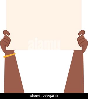 Empty sign in hand. Hands holding blank protest poster. Cartoon vector ...