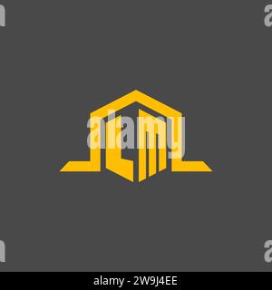 LM monogram initial logo with hexagon style design ideas Stock Vector