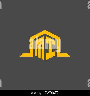 MI monogram initial logo with hexagon style design ideas Stock Vector
