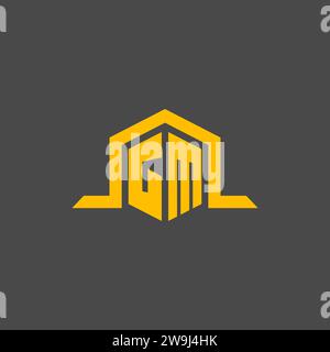 GM monogram initial logo with hexagon style design ideas Stock Vector