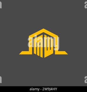 MW monogram initial logo with hexagon style design ideas Stock Vector