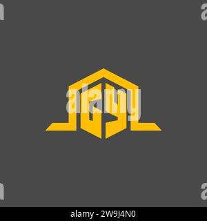 GY monogram initial logo with hexagon style design ideas Stock Vector