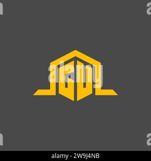 GU monogram initial logo with hexagon style design ideas Stock Vector