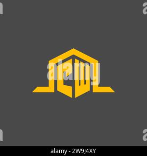 CW monogram initial logo with hexagon style design ideas Stock Vector