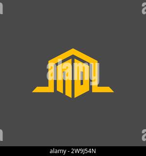 NO monogram initial logo with hexagon style design ideas Stock Vector