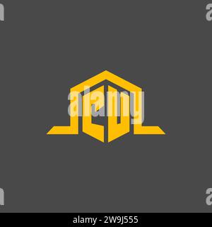 CU monogram initial logo with hexagon style design ideas Stock Vector