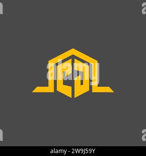 CJ monogram initial logo with hexagon style design ideas Stock Vector