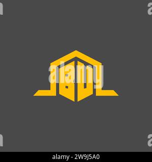BU monogram initial logo with hexagon style design ideas Stock Vector