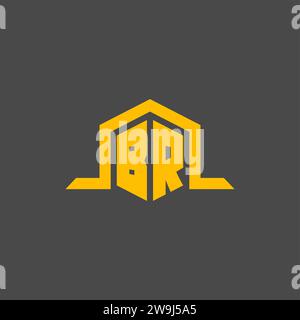 BR monogram initial logo with hexagon style design ideas Stock Vector
