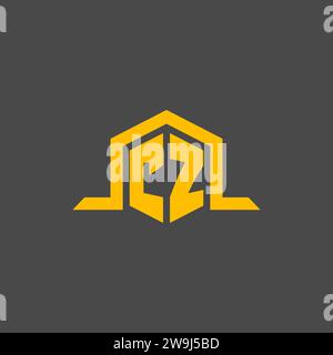 CZ monogram initial logo with hexagon style design ideas Stock Vector