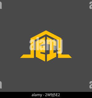EI monogram initial logo with hexagon style design ideas Stock Vector