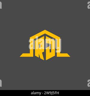 RJ monogram initial logo with hexagon style design ideas Stock Vector
