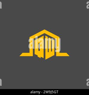 QW monogram initial logo with hexagon style design ideas Stock Vector