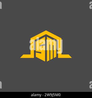 SM monogram initial logo with hexagon style design ideas Stock Vector