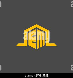 EM monogram initial logo with hexagon style design ideas Stock Vector