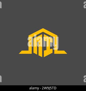 NI monogram initial logo with hexagon style design ideas Stock Vector