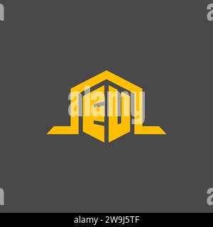 EU monogram initial logo with hexagon style design ideas Stock Vector