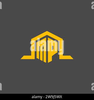 MP monogram initial logo with hexagon style design ideas Stock Vector