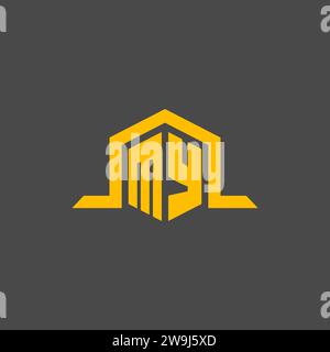 MY monogram initial logo with hexagon style design ideas Stock Vector