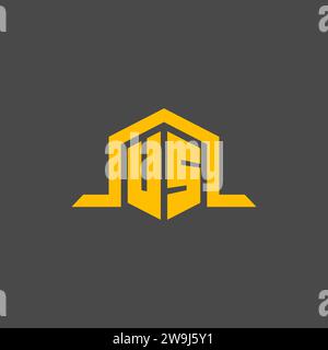 US monogram initial logo with hexagon style design ideas Stock Vector