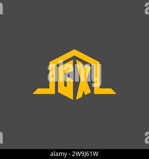 GX monogram initial logo with hexagon style design ideas Stock Vector