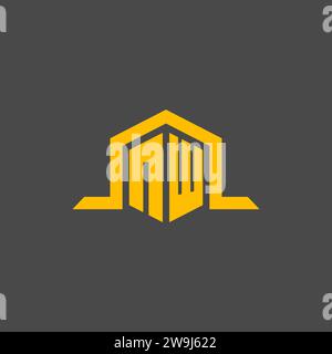 NW monogram initial logo with hexagon style design ideas Stock Vector