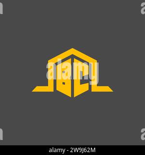 BC monogram initial logo with hexagon style design ideas Stock Vector