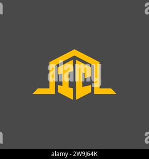 IC monogram initial logo with hexagon style design ideas Stock Vector