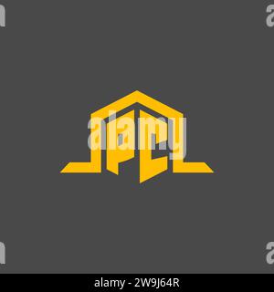 PC monogram initial logo with hexagon style design ideas Stock Vector