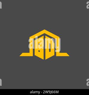 BD monogram initial logo with hexagon style design ideas Stock Vector