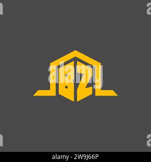 BZ monogram initial logo with hexagon style design ideas Stock Vector