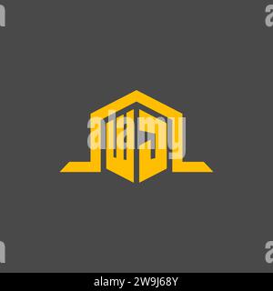 WJ monogram initial logo with hexagon style design ideas Stock Vector