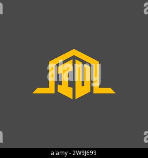 IU monogram initial logo with hexagon style design ideas Stock Vector