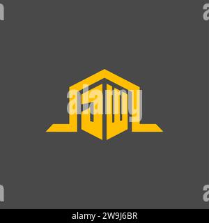 JW monogram initial logo with hexagon style design ideas Stock Vector