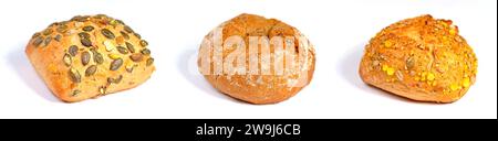 Various bread rolls against a white background Stock Photo