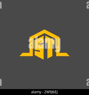 ST monogram initial logo with hexagon style design ideas Stock Vector