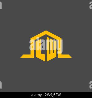 LW monogram initial logo with hexagon style design ideas Stock Vector