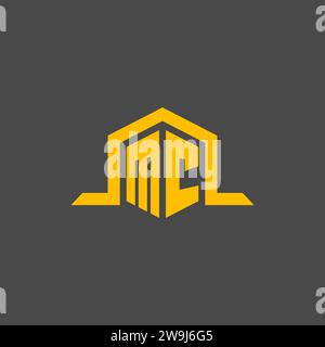 MC monogram initial logo with hexagon style design ideas Stock Vector
