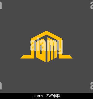 DM monogram initial logo with hexagon style design ideas Stock Vector