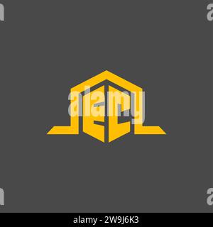 EC monogram initial logo with hexagon style design ideas Stock Vector