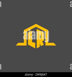 LR monogram initial logo with hexagon style design ideas Stock Vector
