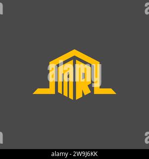 MR monogram initial logo with hexagon style design ideas Stock Vector