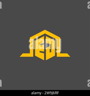 EJ monogram initial logo with hexagon style design ideas Stock Vector