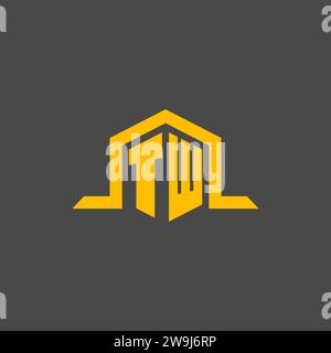 TW monogram initial logo with hexagon style design ideas Stock Vector