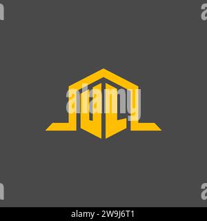 UL monogram initial logo with hexagon style design ideas Stock Vector