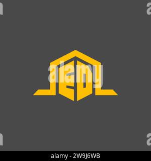 ED monogram initial logo with hexagon style design ideas Stock Vector