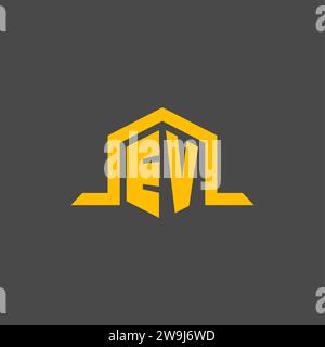 EV monogram initial logo with hexagon style design ideas Stock Vector