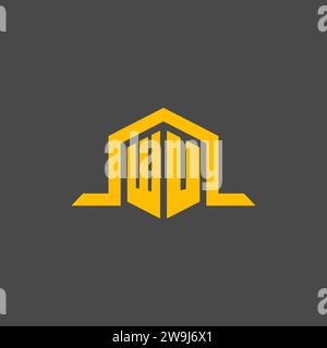 WU monogram initial logo with hexagon style design ideas Stock Vector