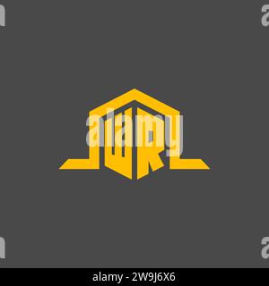 WR monogram initial logo with hexagon style design ideas Stock Vector